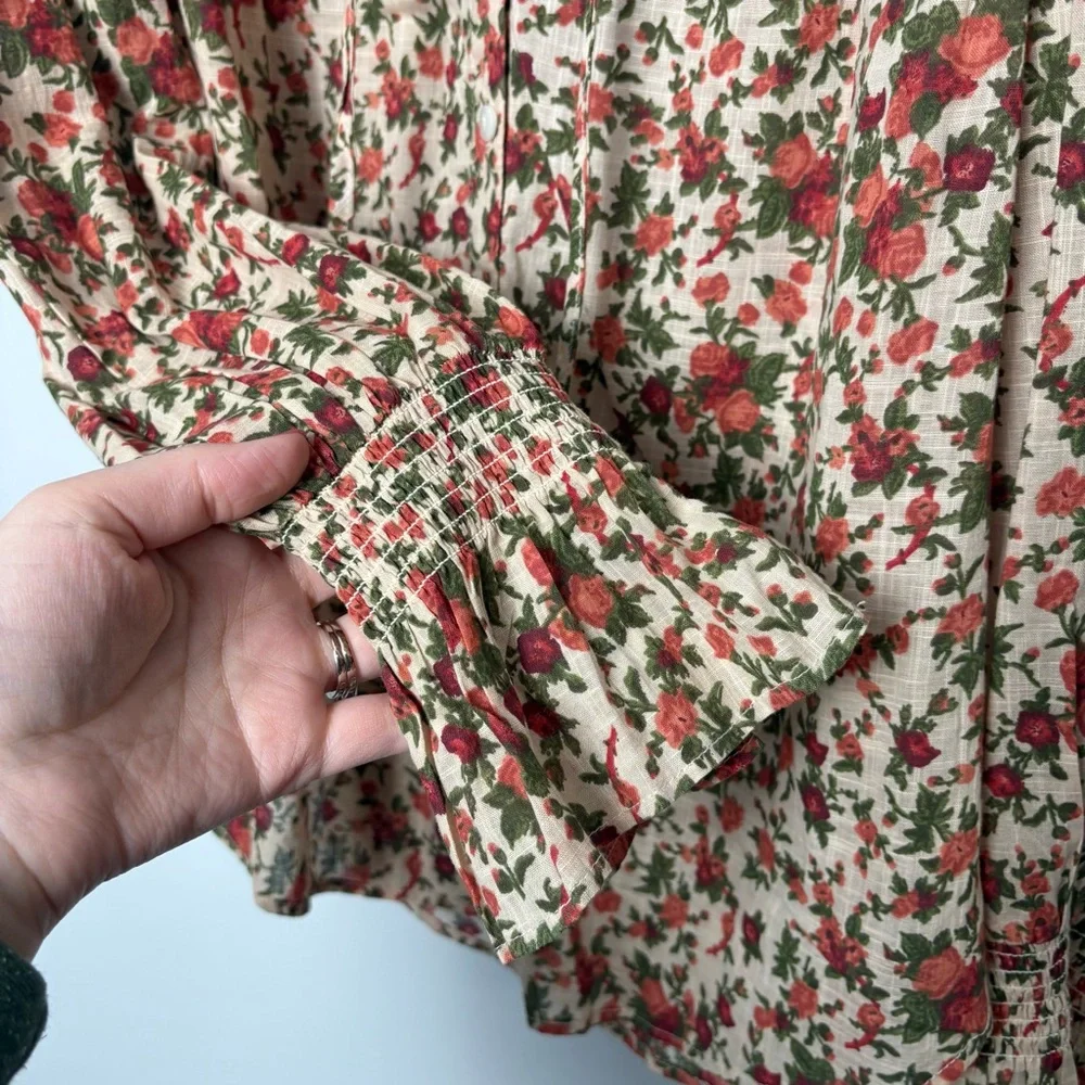 Free People Floral Meant to Be Romantic Blouse